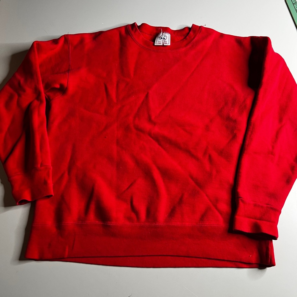 Vintage Delta Sweatshirt Mens Large Red Blank‎ Crew Neck Pullover Made in USA